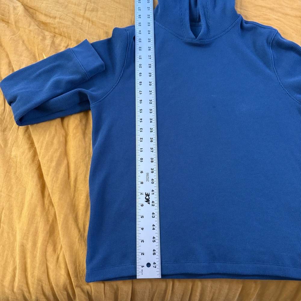 Lululemon Mens XL Waffle Knit Thermal Hoodie Blue Pullover Long Sleeve Shirt - Picture 5 of 6